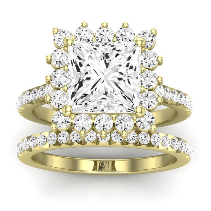 Gazania Moissanite Matching Band Only (does Not Include Engagement Ring) For Ring With Princess Center yellowgold