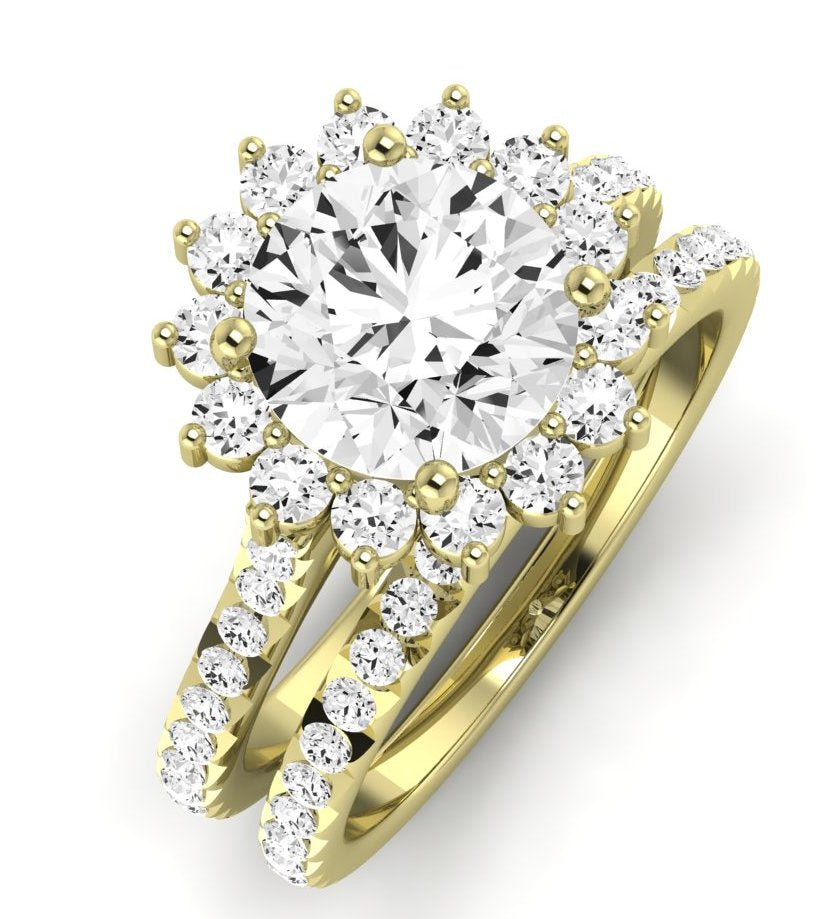 Gazania Diamond Matching Band Only (does Not Include Engagement Ring) For Ring With Round Center yellowgold