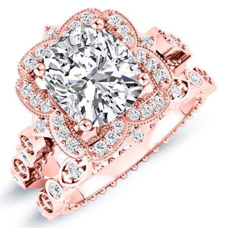 Hana Moissanite Matching Band Only (engagement Ring Not Included) For Ring With Cushion Center rosegold