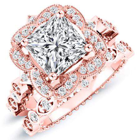 Hana Moissanite Matching Band Only (engagement Ring Not Included) For Ring With Princess Center rosegold