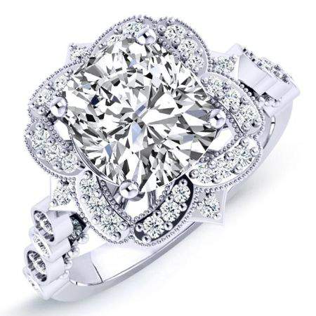 Hana Cushion Moissanite Engagement Ring whitegold