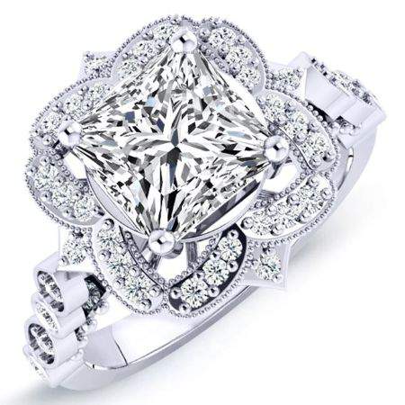 Hana Princess Moissanite Engagement Ring whitegold