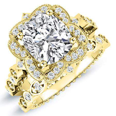 Hana Cushion Diamond Bridal Set (Lab Grown Igi Cert) yellowgold