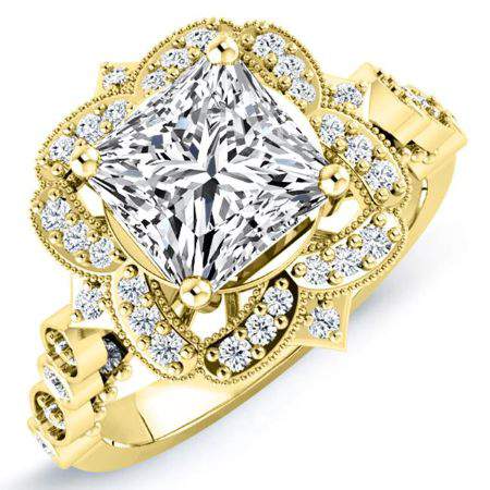 Hana Princess Moissanite Engagement Ring yellowgold