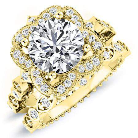 Hana Moissanite Matching Band Only (engagement Ring Not Included) For Ring With Round Center yellowgold