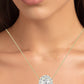 Angelwing Oval Cut Diamond Halo Necklace (Clarity Enhanced) yellowgold