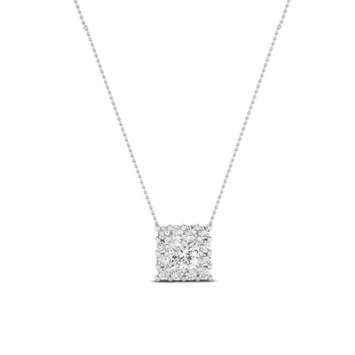 Angelwing Princess Cut Diamond Halo Necklace (Clarity Enhanced) whitegold