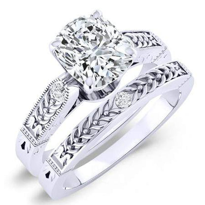 Heath Moissanite Matching Band Only (engagement Ring Not Included) For Ring With Cushion Center whitegold