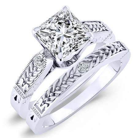 Heath Moissanite Matching Band Only (engagement Ring Not Included) For Ring With Princess Center whitegold