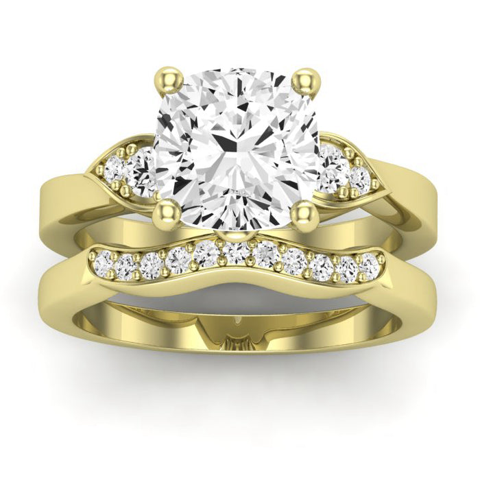 Hibiscus Diamond Matching Band Only (does Not Include Engagement Ring)  For Ring With Cushion Center yellowgold
