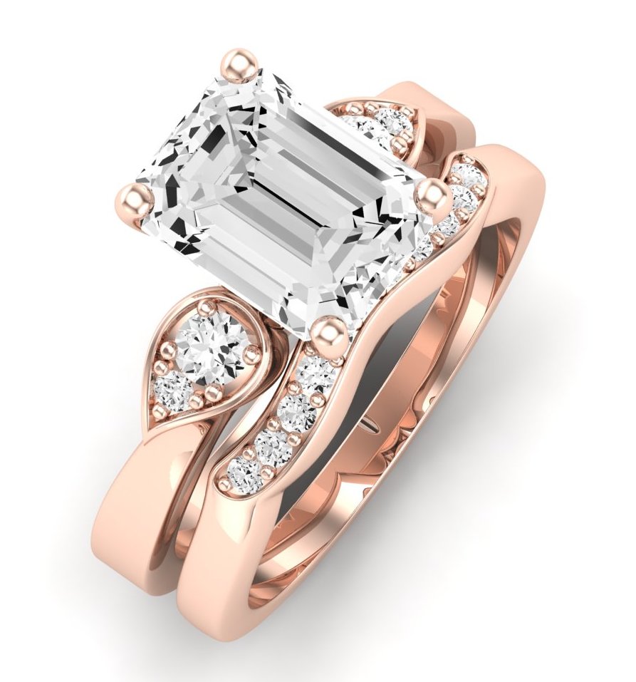 Hibiscus Emerald Diamond Bridal Set (Lab Grown Igi Cert) rosegold