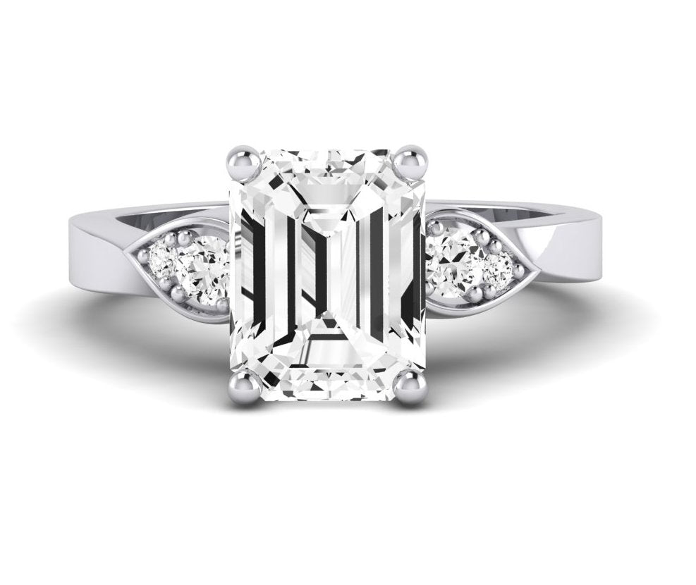 Hibiscus Emerald Diamond Engagement Ring (Lab Grown Igi Cert) whitegold