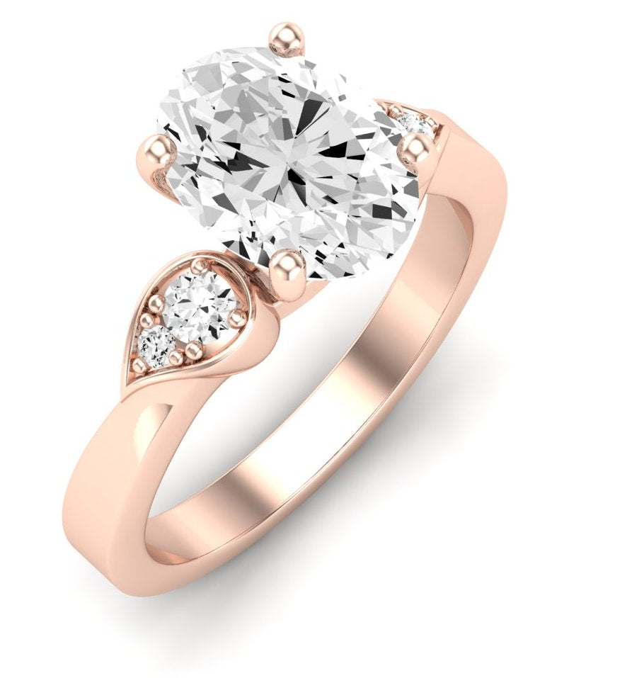 Hibiscus Oval Moissanite Engagement Ring rosegold