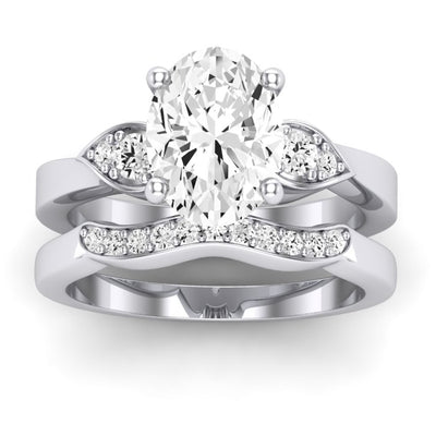 Hibiscus Diamond Matching Band Only (does Not Include Engagement Ring)  For Ring With Oval Center whitegold