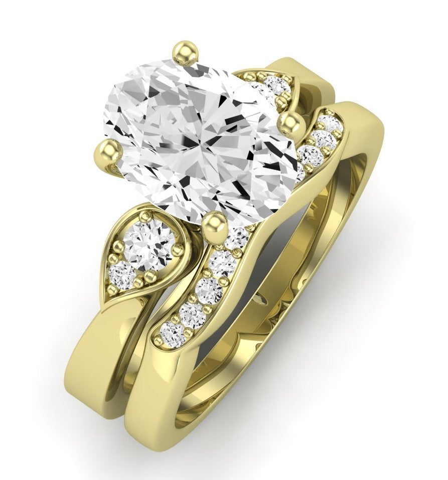 Hibiscus Oval Diamond Bridal Set (Lab Grown Igi Cert) yellowgold