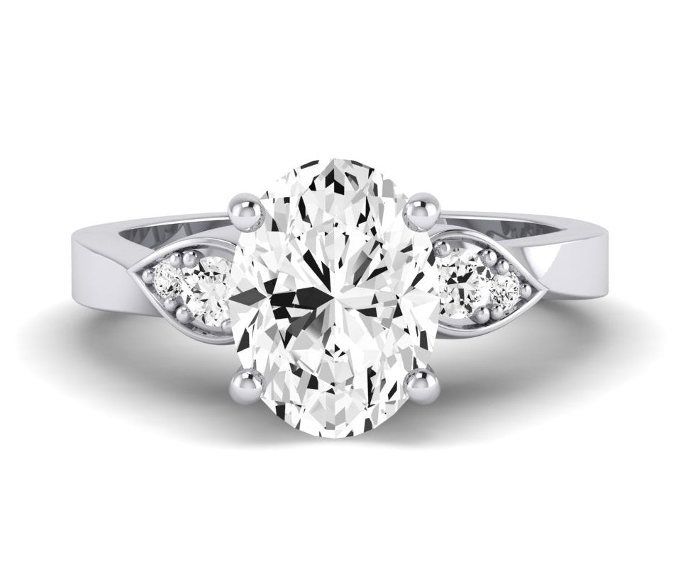 Hibiscus Oval Diamond Engagement Ring (Lab Grown Igi Cert) whitegold