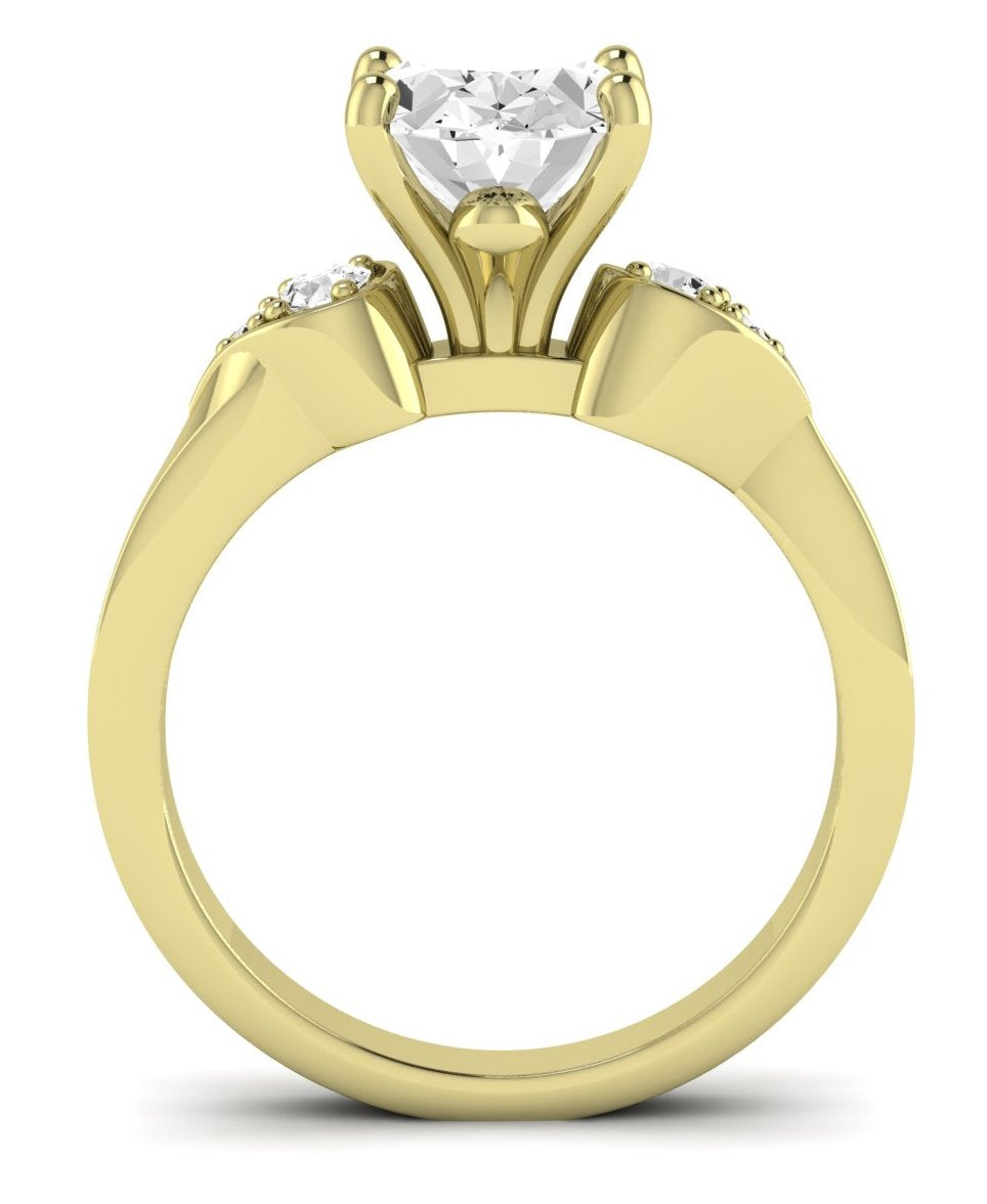 Hibiscus Oval Moissanite Engagement Ring yellowgold