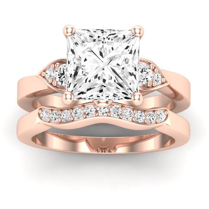 Hibiscus Diamond Matching Band Only (does Not Include Engagement Ring)  For Ring With Princess Center rosegold