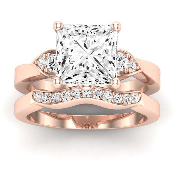 Hibiscus Moissanite Matching Band Only (does Not Include Engagement Ring)  For Ring With Princess Center rosegold