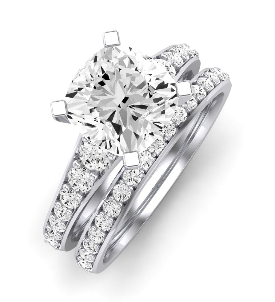 Holly Diamond Matching Band Only (does Not Include Engagement Ring) For Ring With Cushion Center whitegold