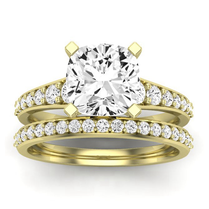Holly Diamond Matching Band Only (does Not Include Engagement Ring) For Ring With Cushion Center yellowgold