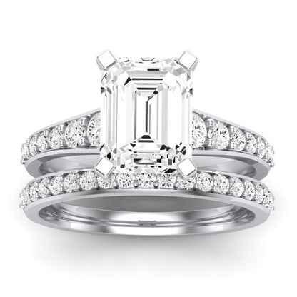 Holly Diamond Matching Band Only (does Not Include Engagement Ring) For Ring With Emerald Center whitegold