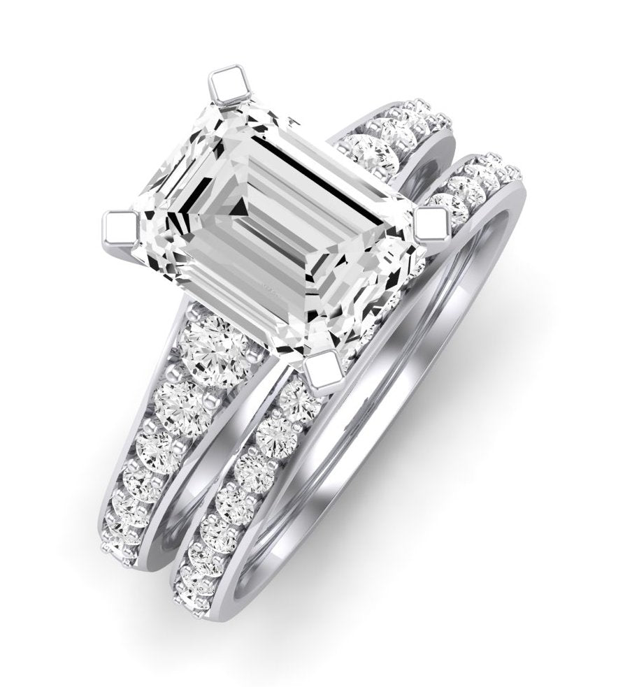 Holly Diamond Matching Band Only (does Not Include Engagement Ring) For Ring With Emerald Center whitegold