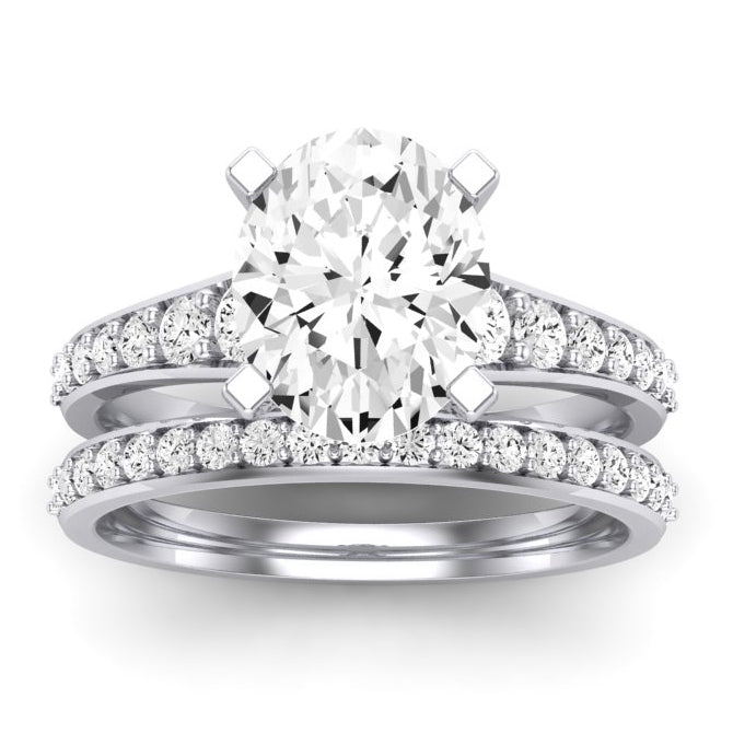 Holly Diamond Matching Band Only (does Not Include Engagement Ring) For Ring With Oval Center whitegold