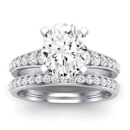 Holly Moissanite Matching Band Only (does Not Include Engagement Ring) For Ring With Oval Center whitegold