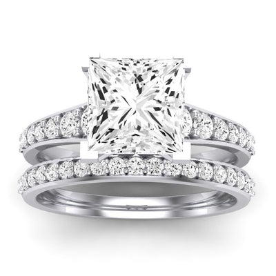 Holly Moissanite Matching Band Only (does Not Include Engagement Ring) For Ring With Princess Center whitegold