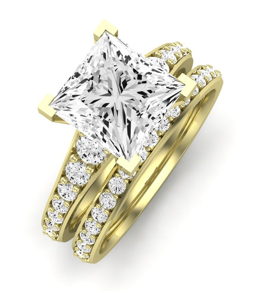 Holly Moissanite Matching Band Only (does Not Include Engagement Ring) For Ring With Princess Center yellowgold