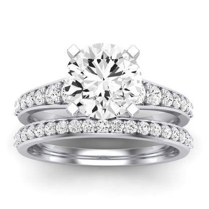 Holly Moissanite Matching Band Only (does Not Include Engagement Ring) For Ring With Round Center whitegold