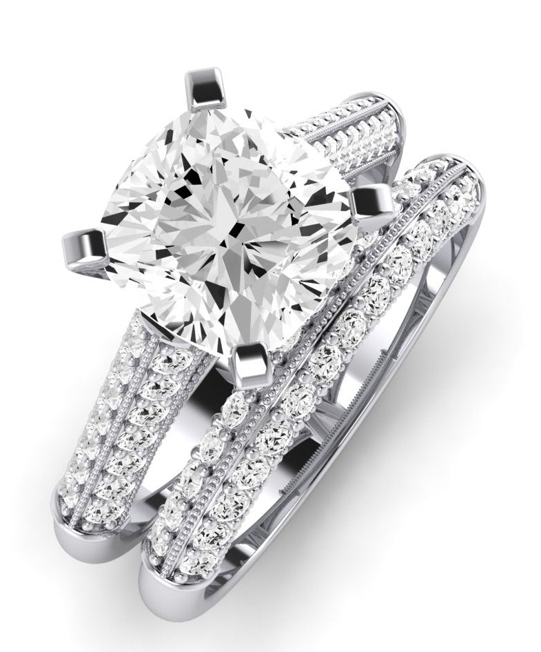 Iberis Diamond Matching Band Only (does Not Include Engagement Ring) For Ring With Cushion Center whitegold