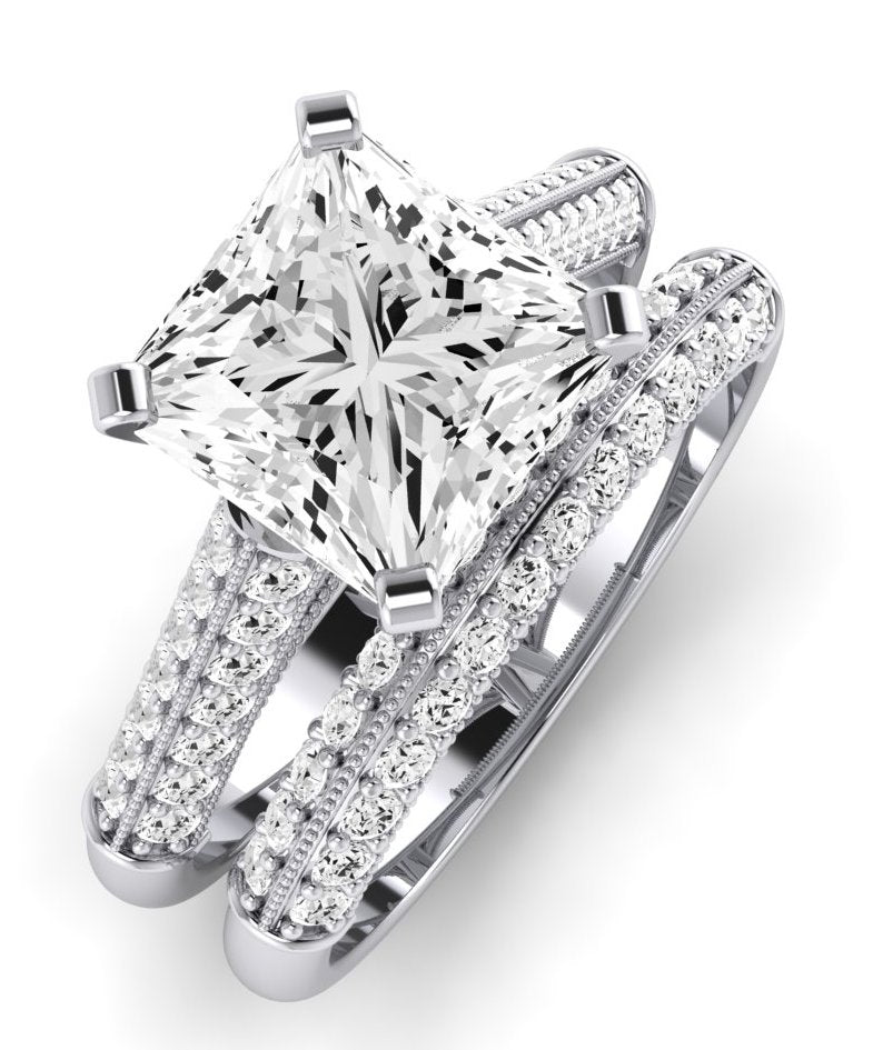 Iberis Diamond Matching Band Only (does Not Include Engagement Ring) For Ring With Princess Center whitegold