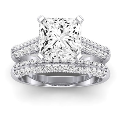 Iberis Moissanite Matching Band Only (does Not Include Engagement Ring) For Ring With Princess Center whitegold