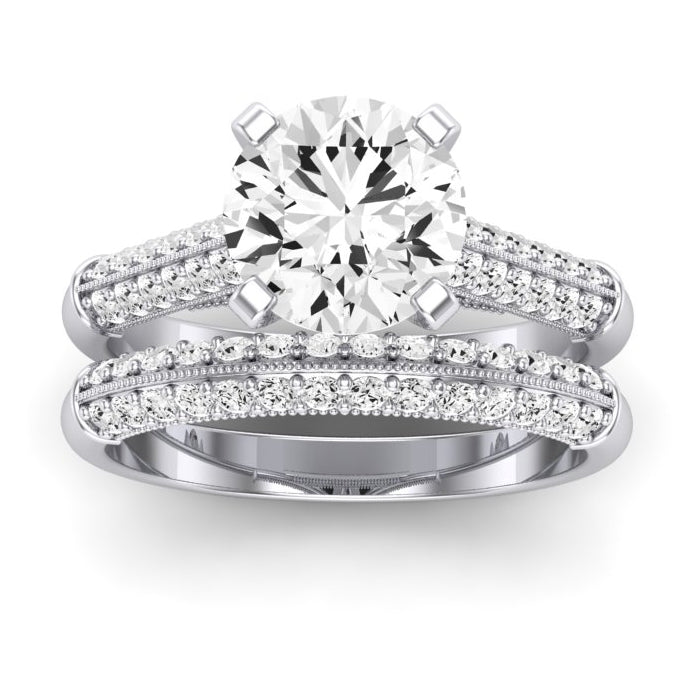 Iberis Moissanite Matching Band Only (does Not Include Engagement Ring) For Ring With Round Center whitegold