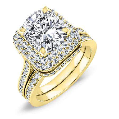 Indigo Moissanite Matching Band Only (engagement Ring Not Included) For Ring With Cushion Center yellowgold