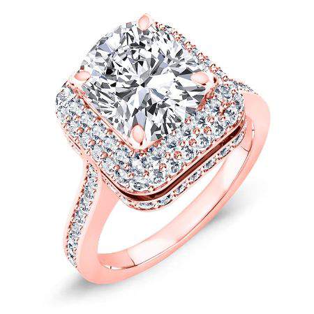 Indigo Cushion Moissanite Engagement Ring rosegold