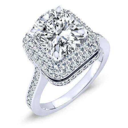 Indigo Cushion Moissanite Engagement Ring whitegold