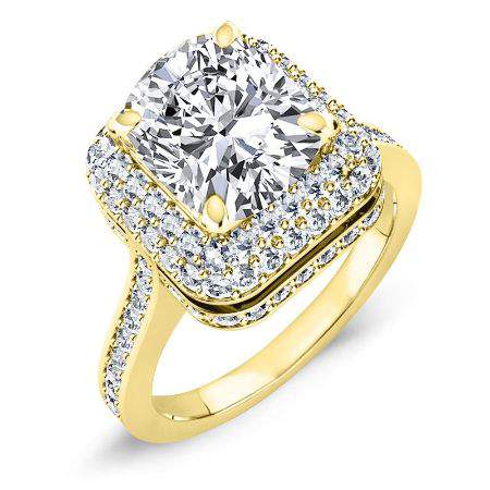 Indigo Cushion Moissanite Engagement Ring yellowgold