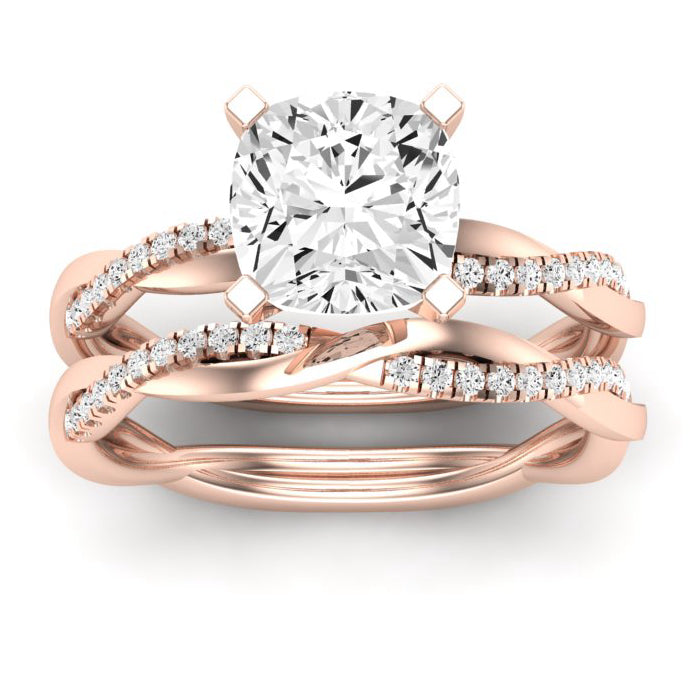 Iris Diamond Matching Band Only (does Not Include Engagement Ring) For Ring With Cushion Center rosegold