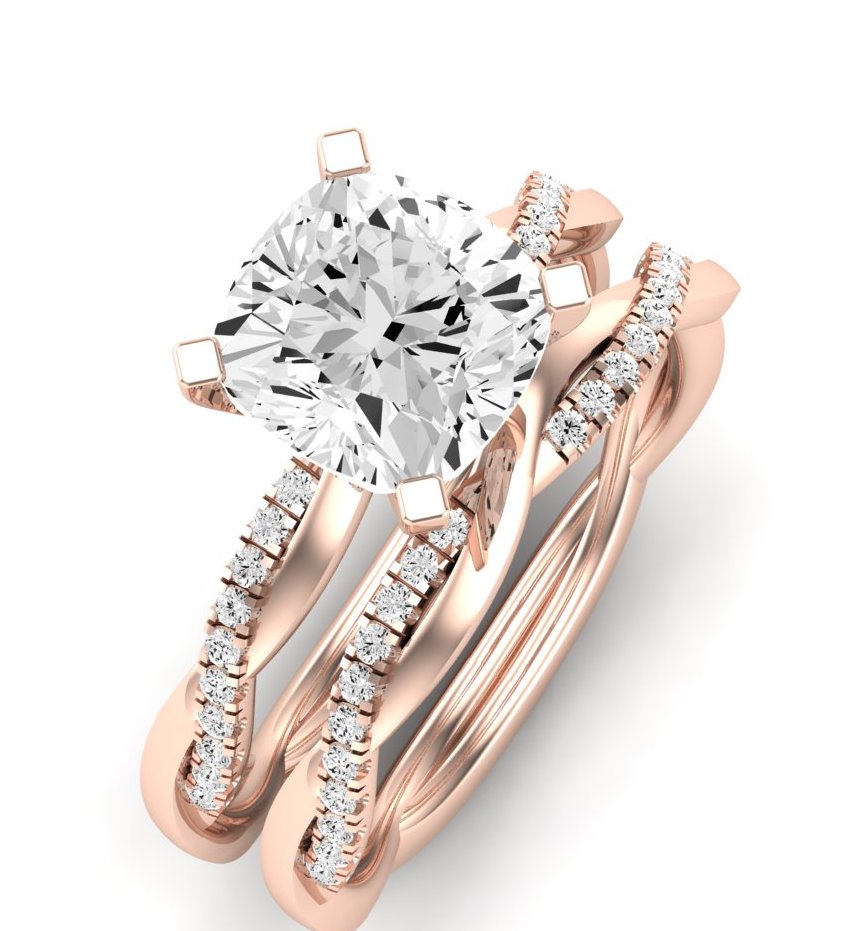 Iris Diamond Matching Band Only (does Not Include Engagement Ring) For Ring With Cushion Center rosegold