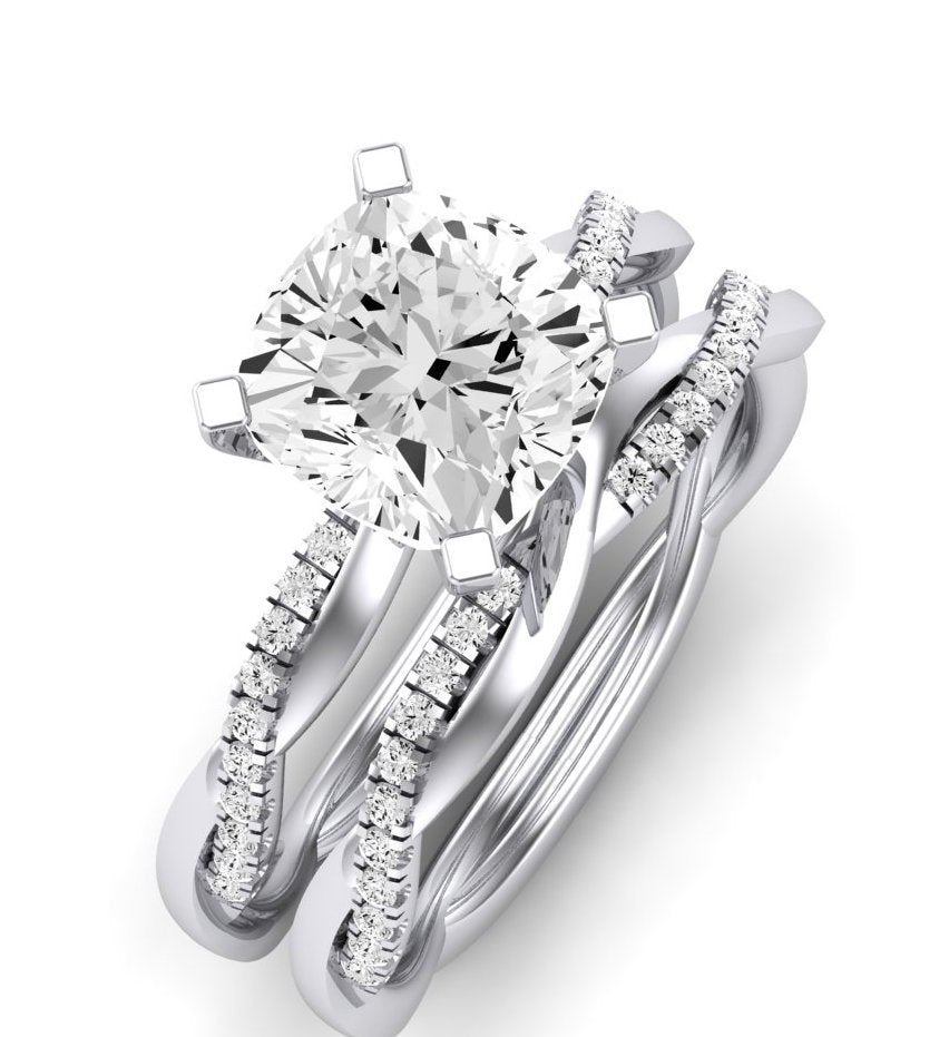 Iris Diamond Matching Band Only (does Not Include Engagement Ring) For Ring With Cushion Center whitegold