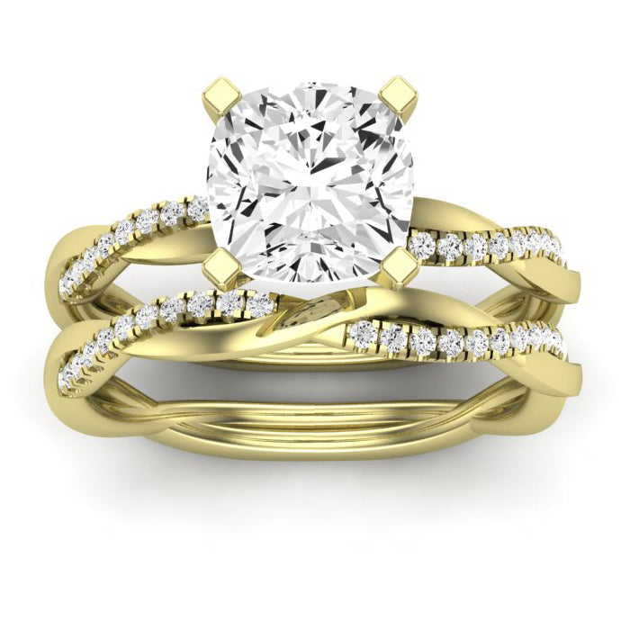 Iris Diamond Matching Band Only (does Not Include Engagement Ring) For Ring With Cushion Center yellowgold