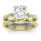 Iris Moissanite Matching Band Only (does Not Include Engagement Ring) For Ring With Cushion Center yellowgold