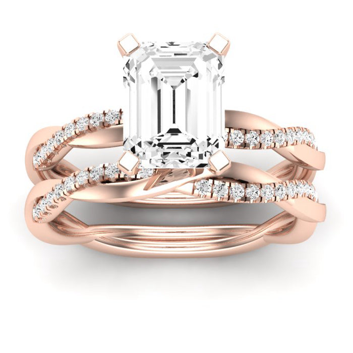 Iris Diamond Matching Band Only (does Not Include Engagement Ring) For Ring With Emerald Center rosegold