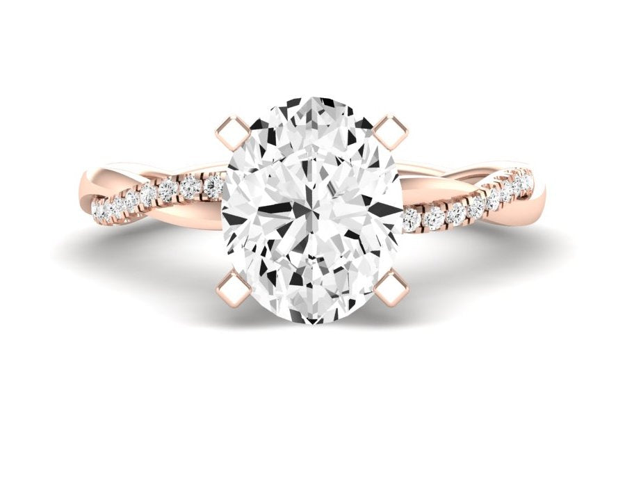 Iris Oval Moissanite Engagement Ring rosegold