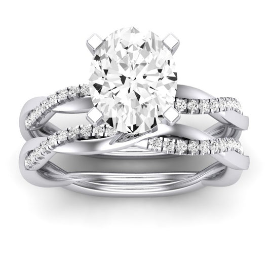 Iris Diamond Matching Band Only (does Not Include Engagement Ring) For Ring With Oval Center whitegold