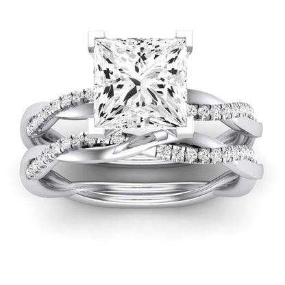 Iris Moissanite Matching Band Only (does Not Include Engagement Ring) For Ring With Princess Center whitegold