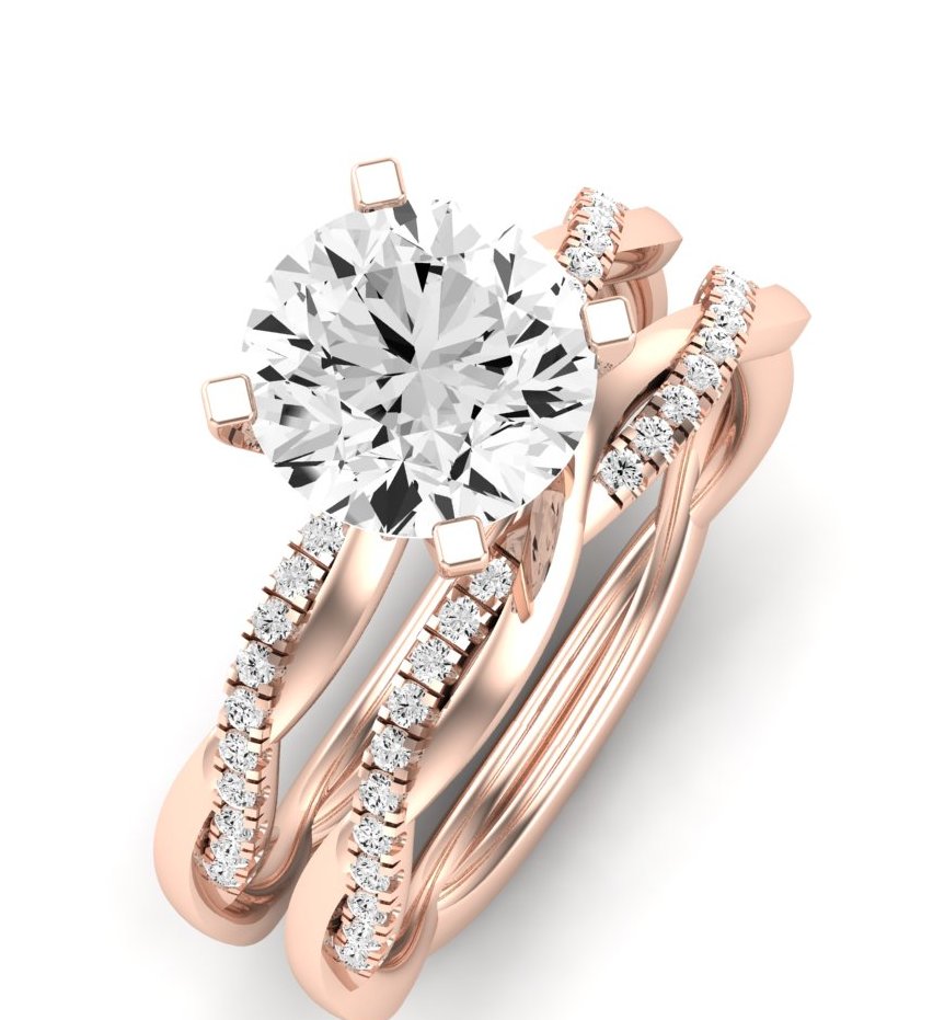 Iris Diamond Matching Band Only (does Not Include Engagement Ring) For Ring With Round Center rosegold